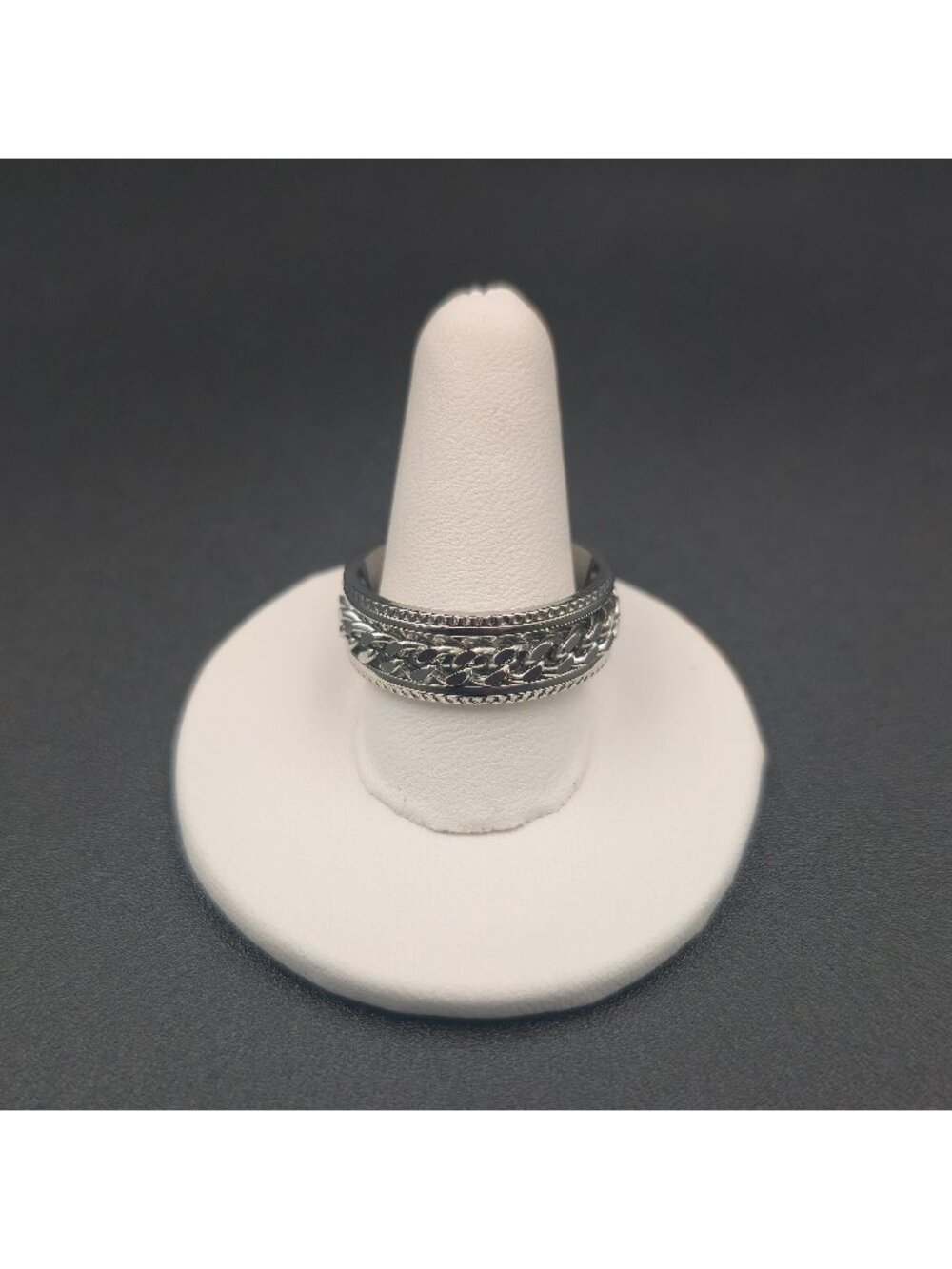 Size 9.75 Cuban Link Chain Spinner Anxiety Band Ring A7519